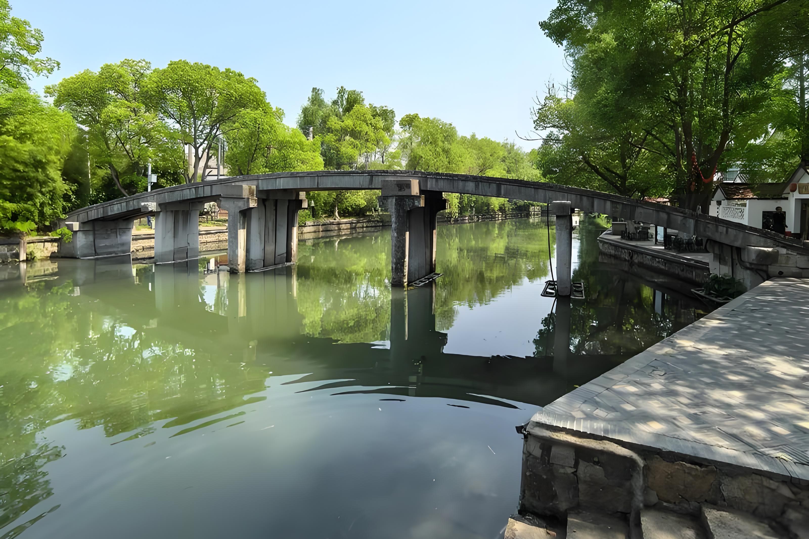 Photograph of a water town canal with old buildings — the Fengjing area
